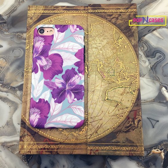 Purple Flower iPhone case with matching grip - Picture 7 of 7